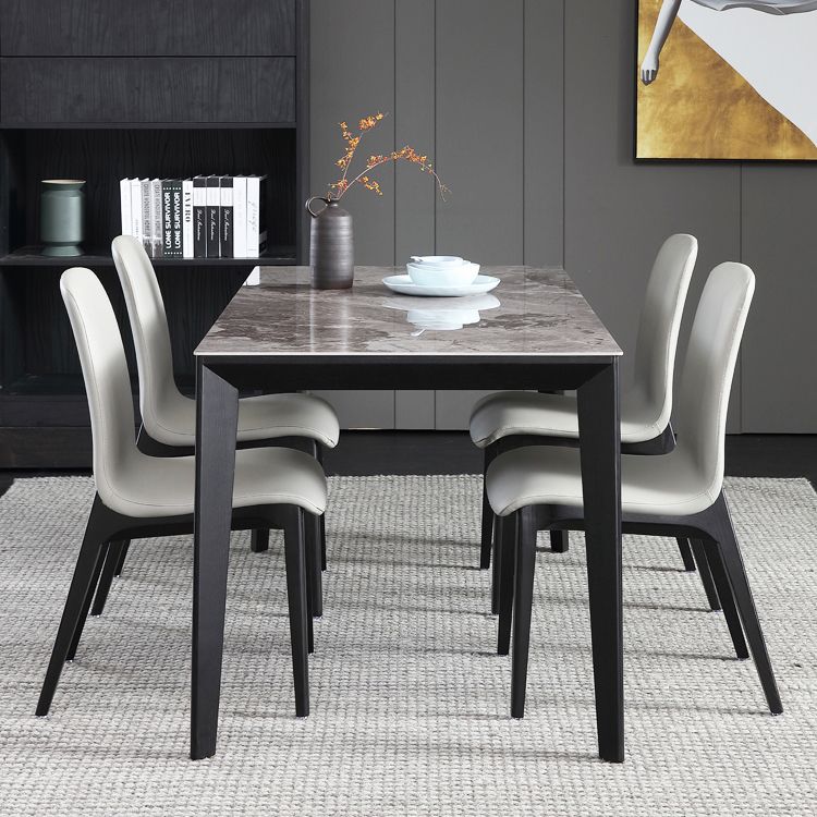 Mesa de tono gris de piedra sinterizada mesa de 4 patas de mediados del siglo para el comedor