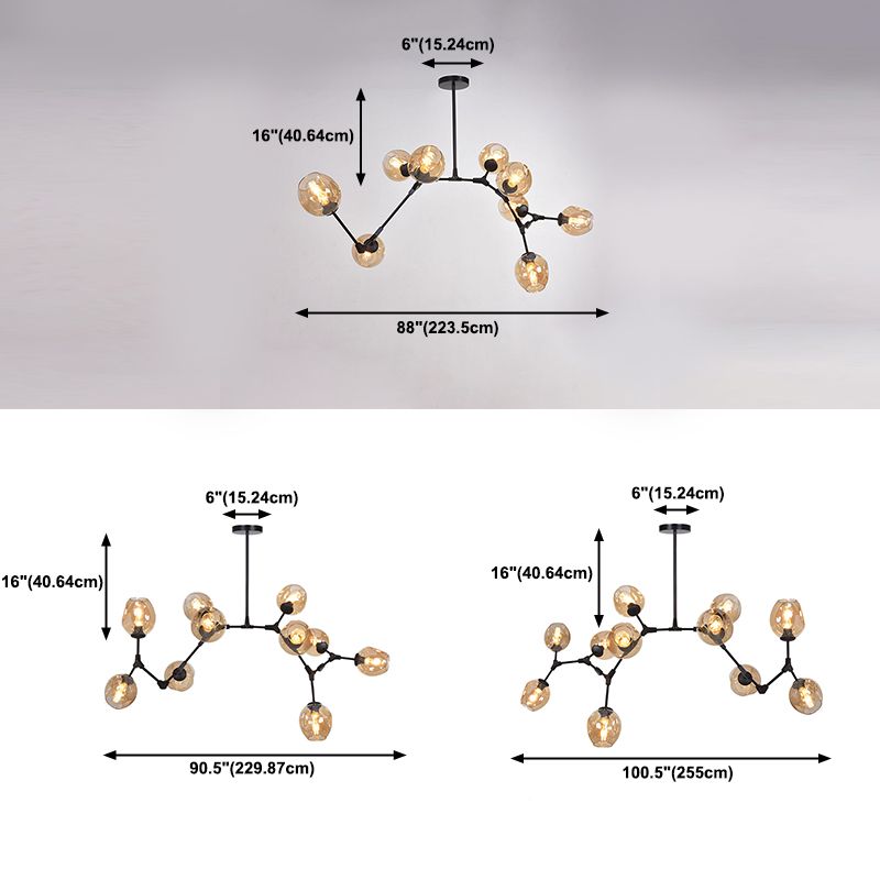 Nordic Modo Glass Chandelier Living Room Adjustable Hanging Light Fixture
