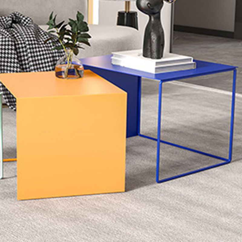Trestle Coffee Table Mid-Century Modern Iron Coffee Table for Living Room