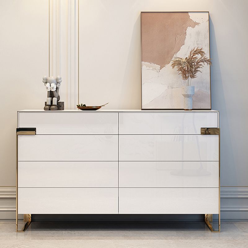 Glam Wood Horizontal Storage Chest with 8 Drawers for Bedroom