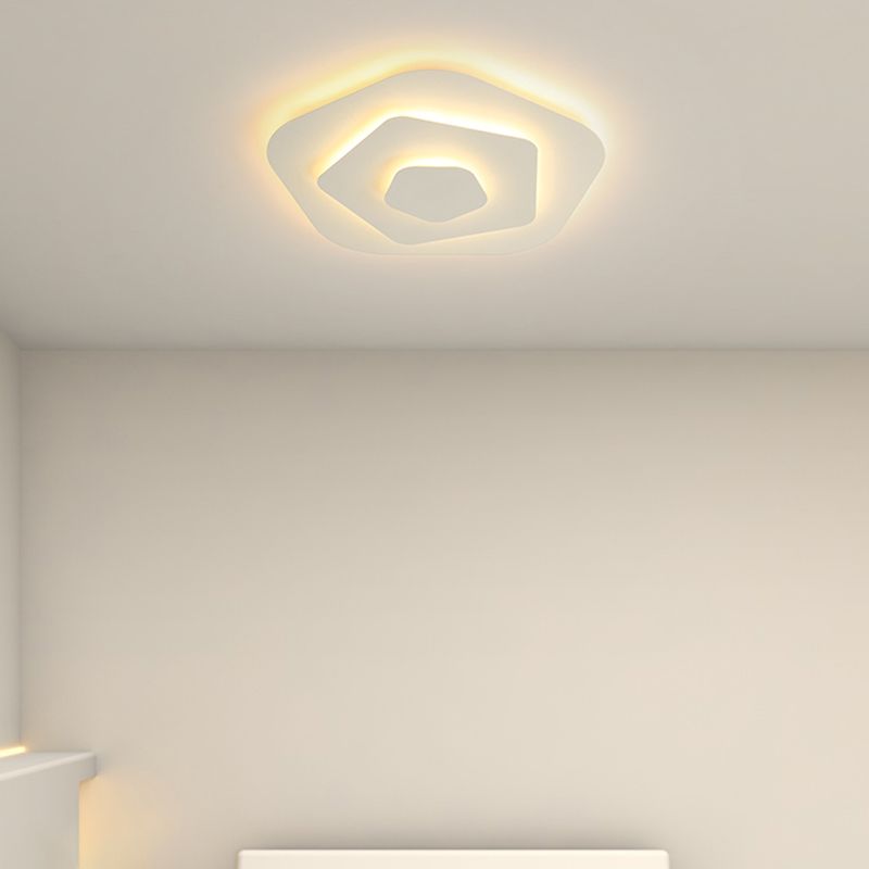 Lacquered Iron LED Ceiling Light in Modern Minimalist Style Acrylic Geometric Flush Mount in White