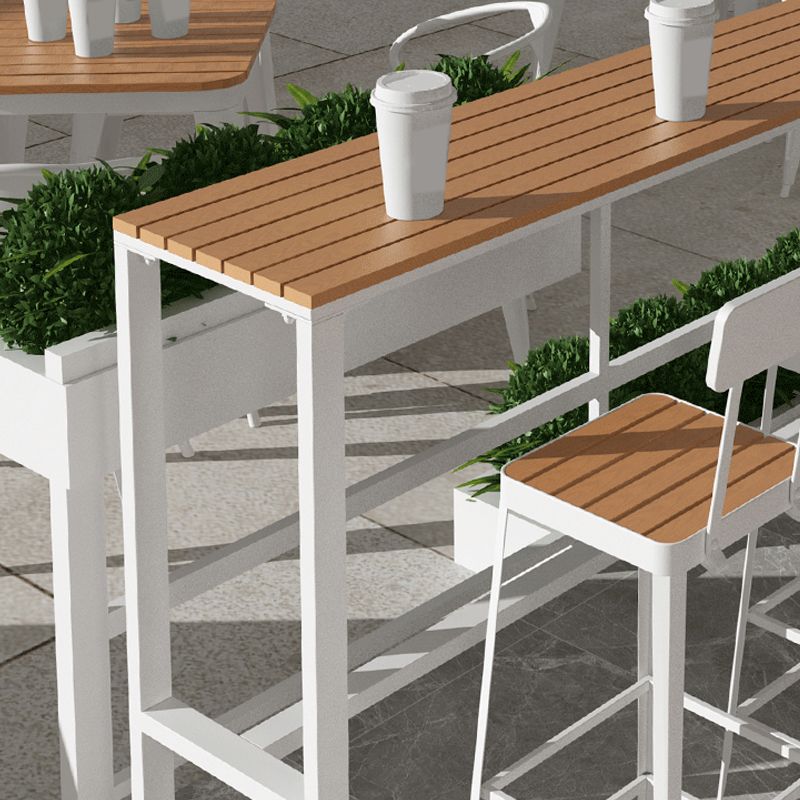 Industrial Bar-height Table with White Base Rectangle Table for Patio