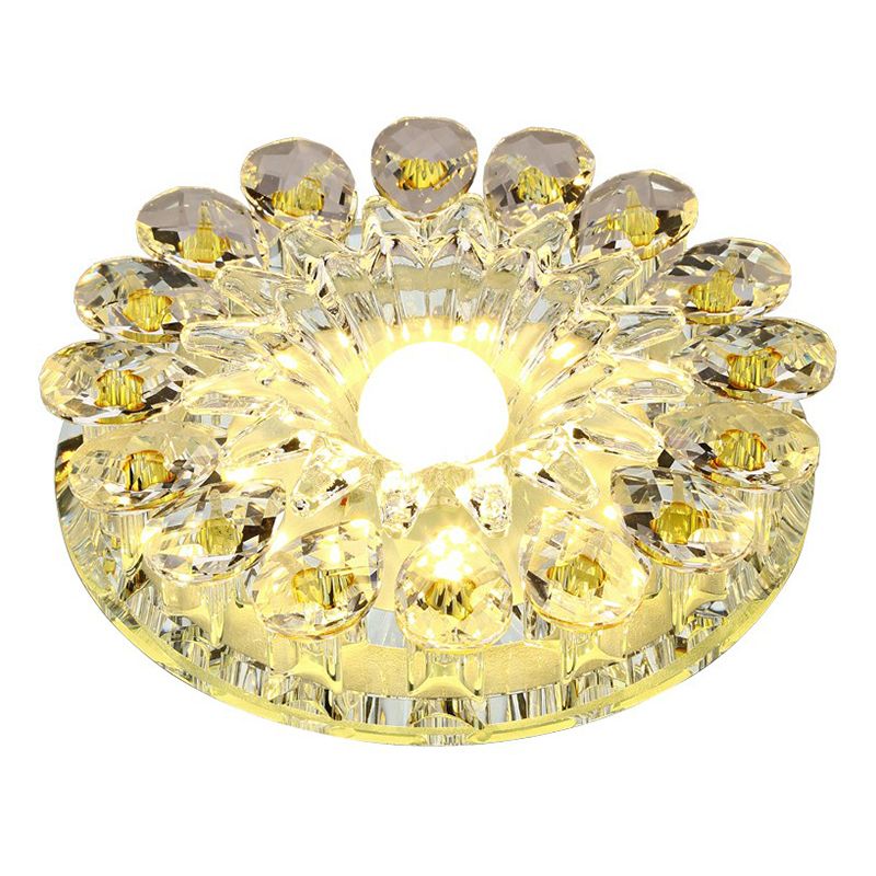 Plafonnier LED en cristal moderne à montage encastré, fleur violette, pour couloir