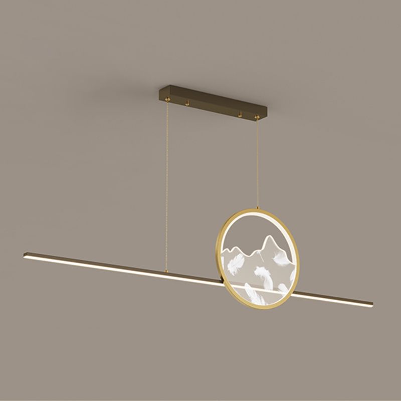 Luces geométricas de isla contemporánea iluminación de isla de metal en negro y dorado