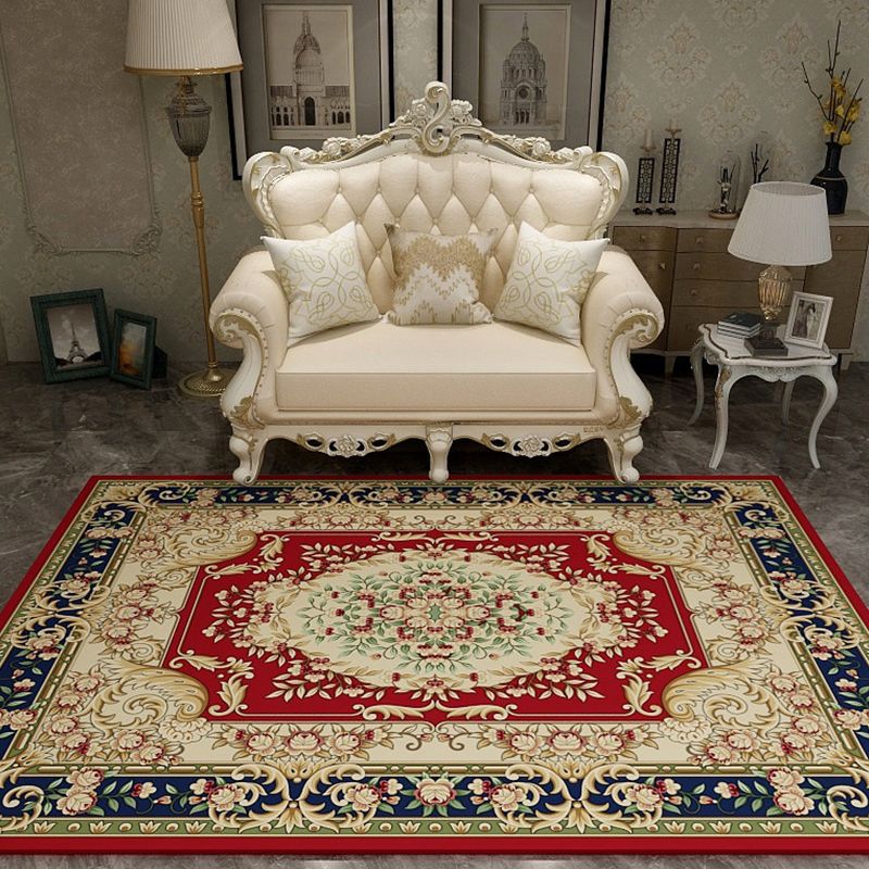 Multi-Colored Moroccan Rug Synthetics Jacquard Pattern Rug Washable Stain Resistant Non-Slip Carpet for Lounge