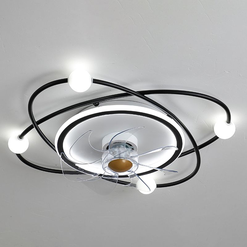 Nordic Style Iron Ceiling Fan Lamp Stepless Adjustment LED Ceiling Fan Light for Bedroom