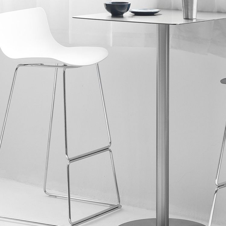 Industrial Silver Counter Height Table Metal Pedestal Bar Table