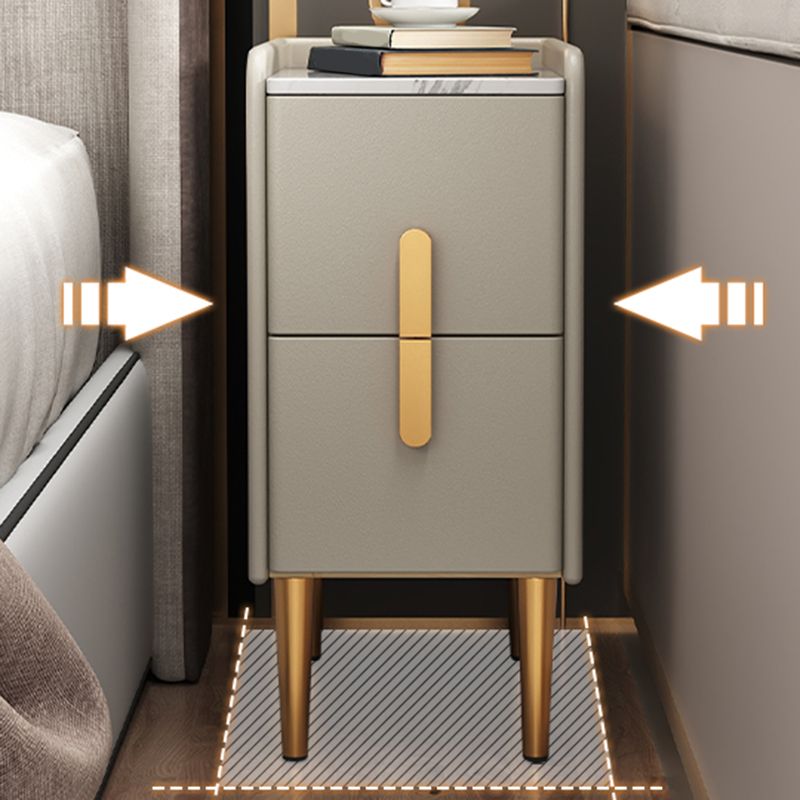 2 Drawers Glam Pine Accent Table Nightstand 20" Tall with Legs