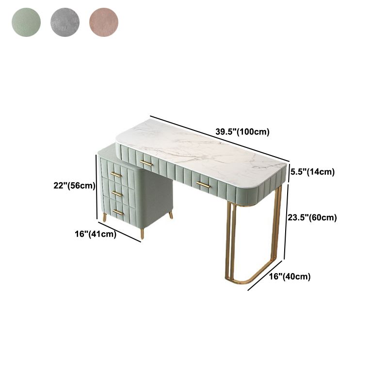 15.74" Wide Vanity Set with 5 Storage Drawers Marble Make-up Vanity