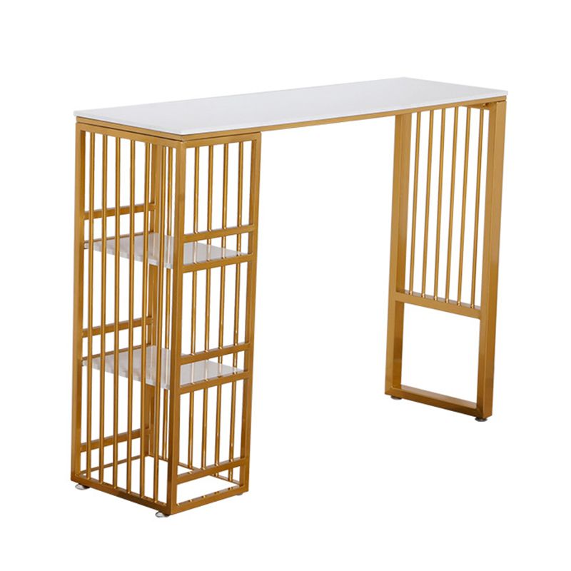 Bar Height Pub Table Glam Style Rectangle Bar Table with Stone Top