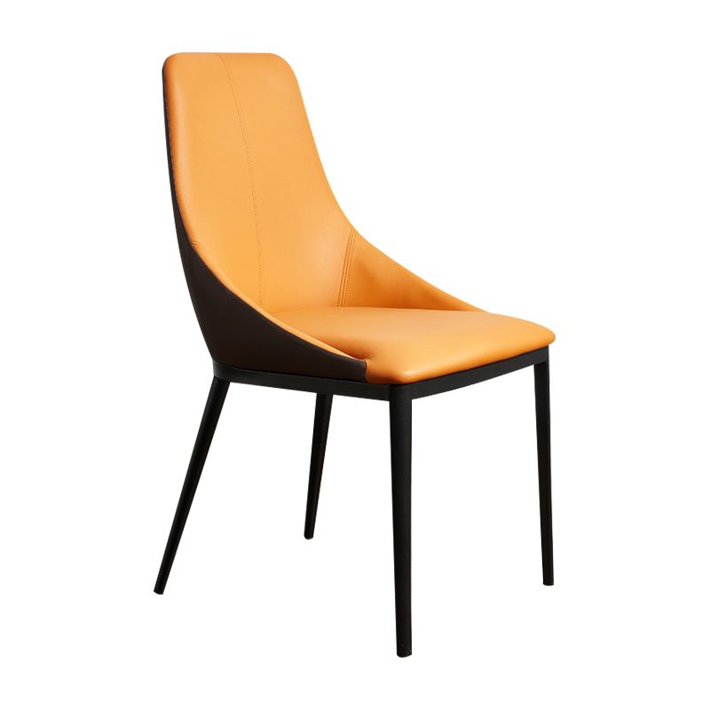 Solid Back Chair Industrial Style Leather Dining Side Chairs