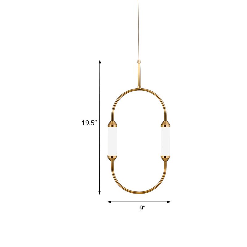 Simputivo a pendente ad anello ovale Metallico 19,5 "/20,5"/25 "H LED LED a soffitto appeso al letto in oro con ombra acrilica, luce bianca/calda