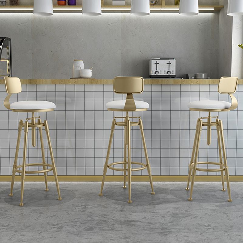 Glam Rotatable Backrest Counter Stool Iron Cafe Bar Stool with Cushion and Pedal