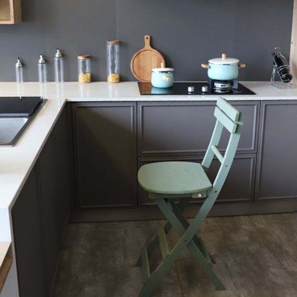 Modern Foldable Backrest Counter Chair Solid Wood Bar Chair with 4 Legs