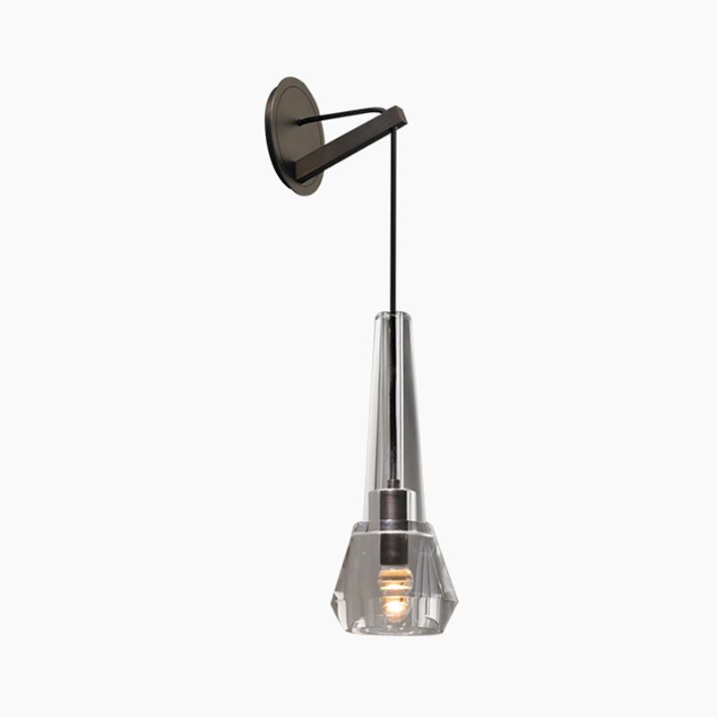 Crystal Unique Wall Sconce Modern 1 Light Wall Mount Light Fixture in Black