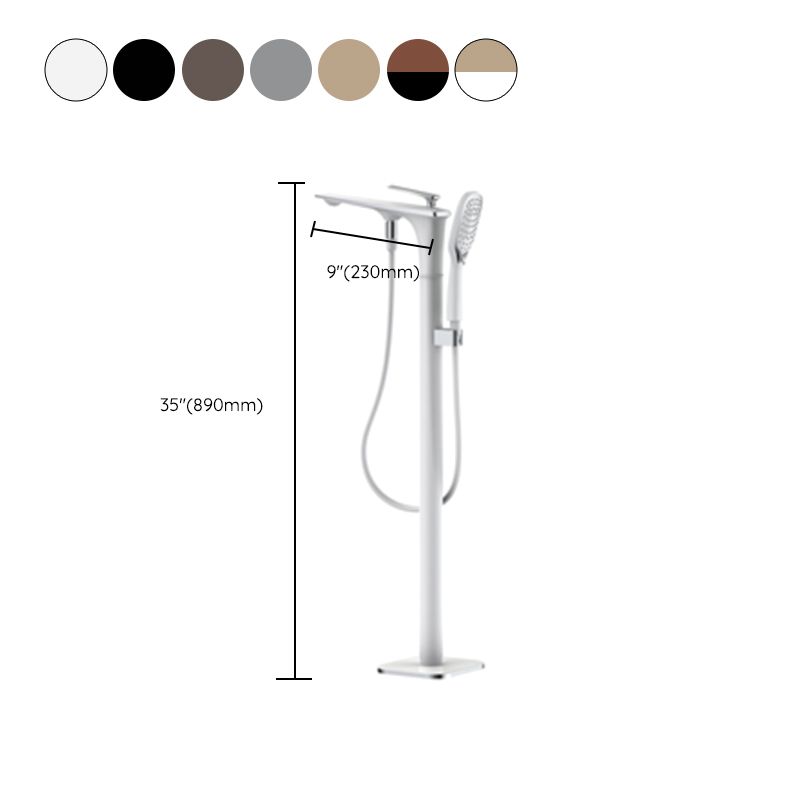 Floor Mounted Copper Freestanding Tub Filler Swivel High Arc Tub Filler Trim