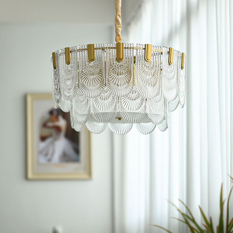 Copper Tiered Glass Ceiling Pendant Contemporary Ceiling Lighting Fixtures