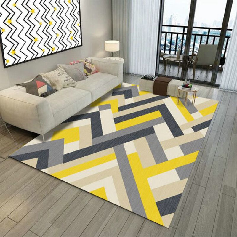 Nordic Area Carpet Contemporary Rug Washable Stain Resistant Polyester Rug for Home Decor