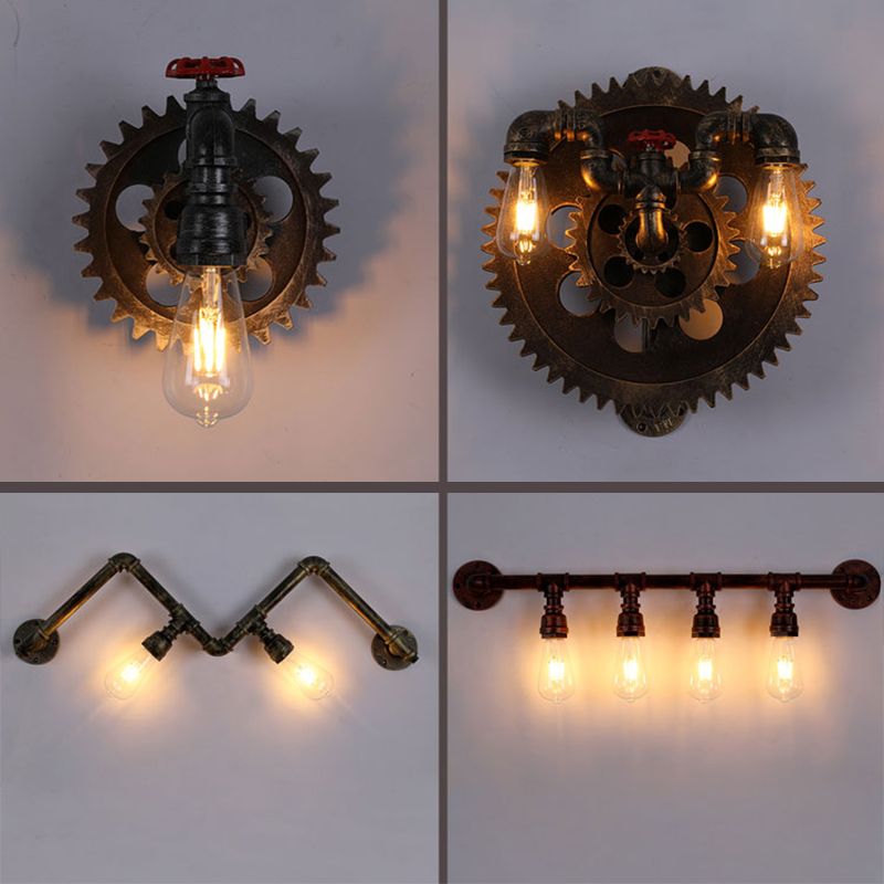 Éclairage de tuyauterie vintage industrielle Éclairage métallique mural métallique pour couloir
