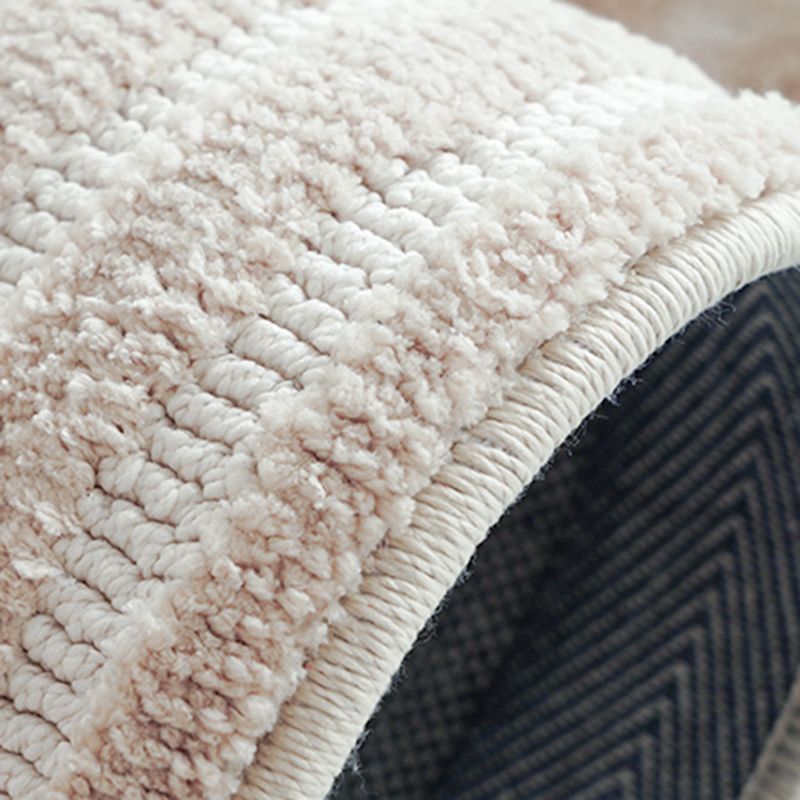 Beige Stripe Pattern Area Carpet Modern Polyester Area Rug Anti-Slip Washable Rug for Bedroom