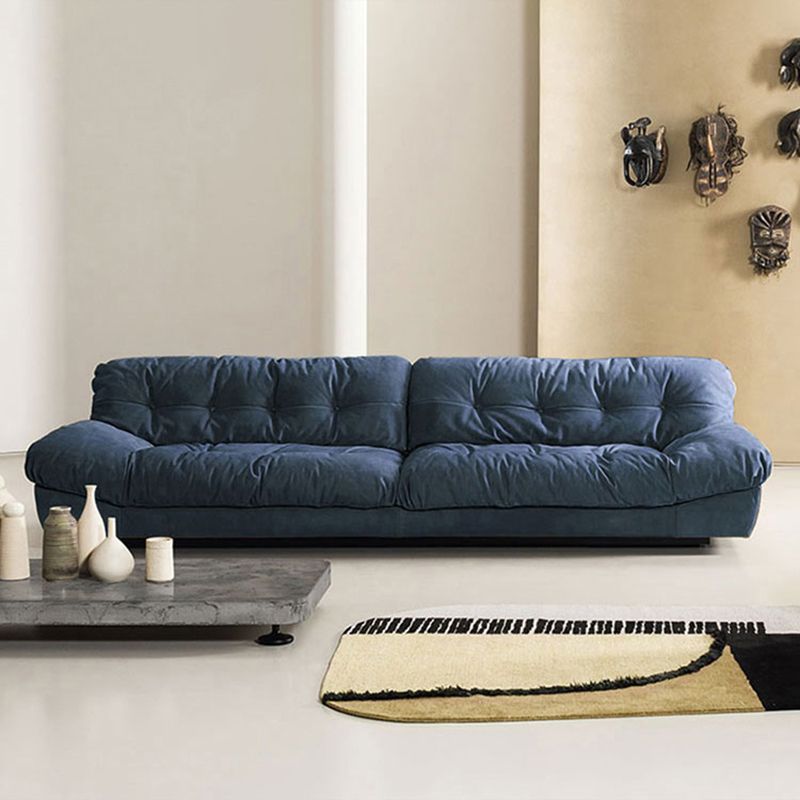 Modern Style Pine Material Base Cloth Art & Deerskin Blue Rectangular Armrest Sofa