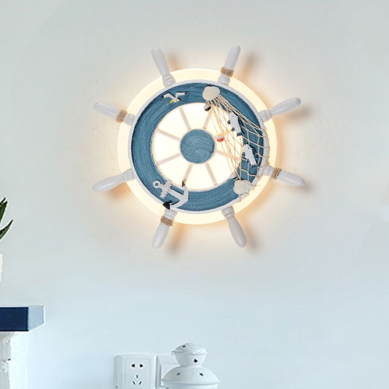 Rudder Bedside Wall Mounted Lamp Acrylic LED Creative Wall Sconce Lighting in Light Blue/White