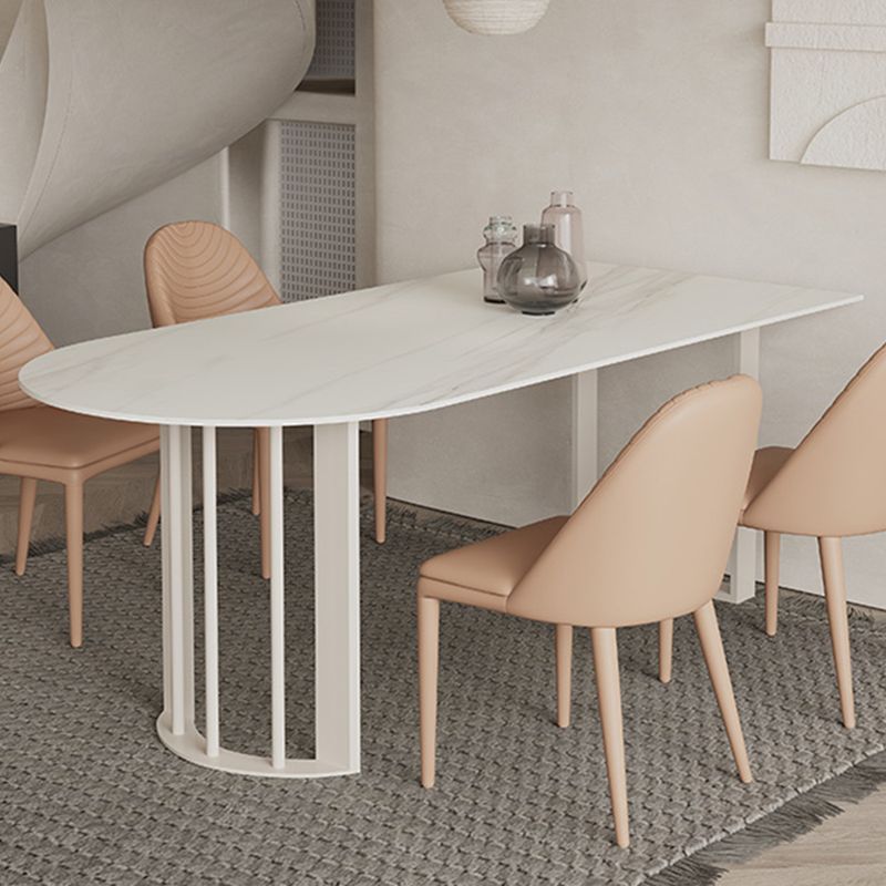 Onregelmatige eettafel van gesinterd steen Moderne eilandtafel met wit/zwart dubbel voetstuk