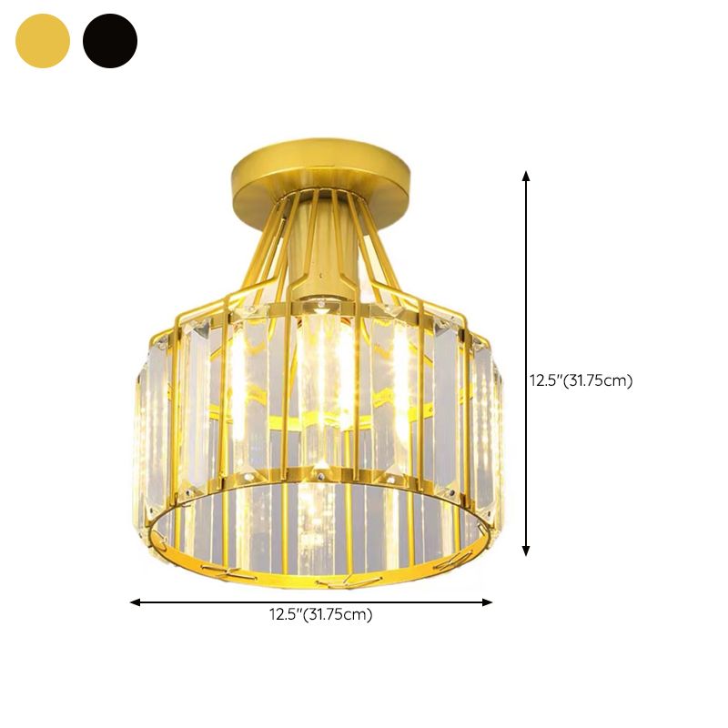 Crystal Cylinder Semi Mount Lighting Simplicity 1 Light Semi Flush Mount