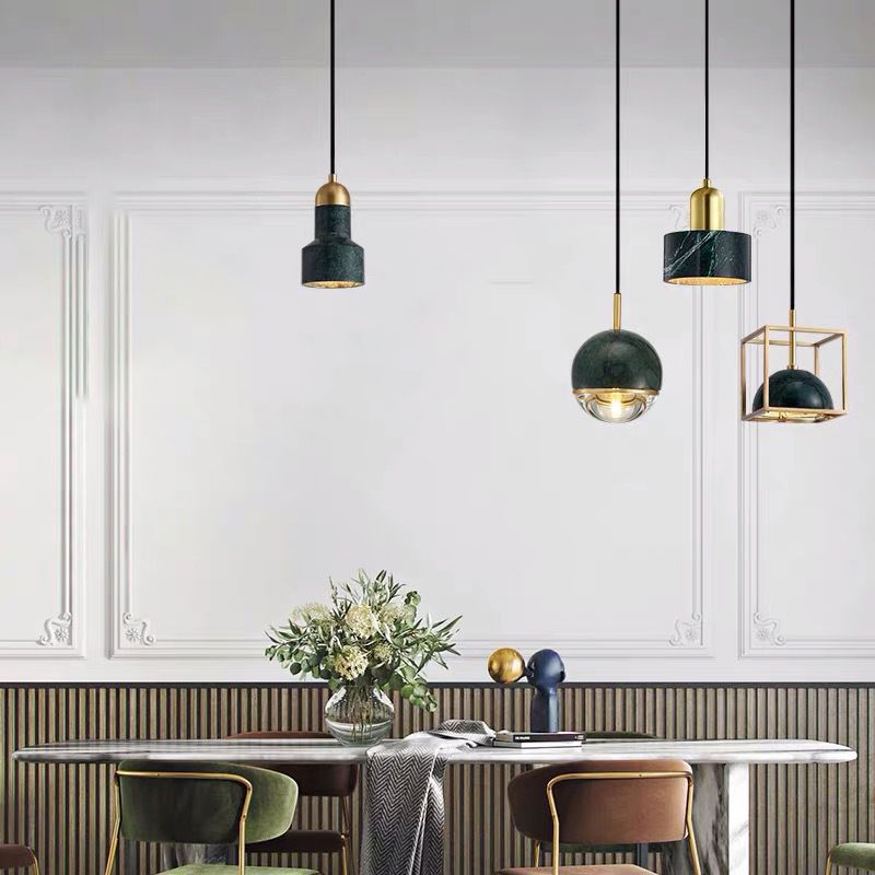 Marble Kit de lampe suspendue en marbre One Head Copper pour salle à manger de chambre à coucher