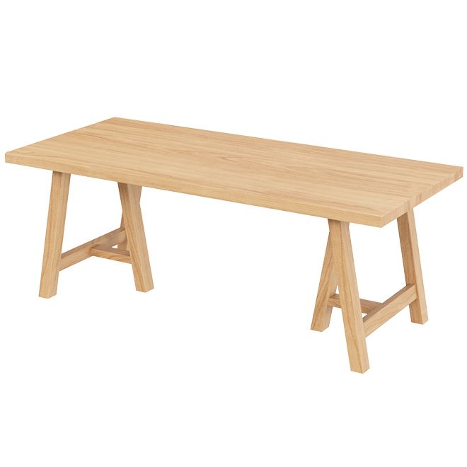 Modern Pine Solid Wood Table Rectangle Dining Table with Double Pedestal