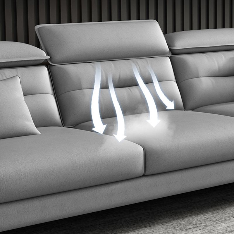 Grey Square Arm Sectional Pillow Back Modern 4-seat Sectional