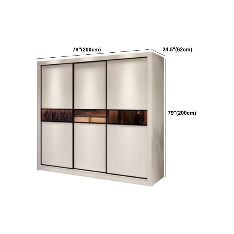 Contemporary Wardrobe White Colour Wooden Wardrobe Closet With 2 Drawers
