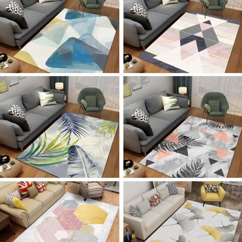 Calming Geo Printed Rug Multicolored Polyster Area Carpet Non-Slip Backing Stain-Resistant Area Rug for Living Room