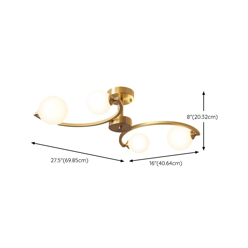 Modern Style Sputnik Flush Mount Metal Ceiling Light in Gold for Bedroom