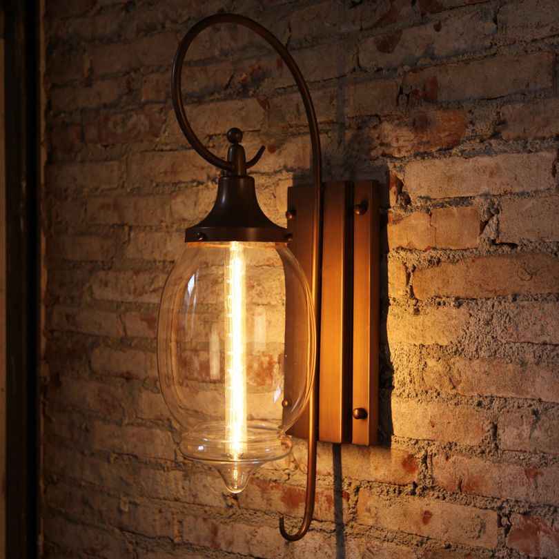 Industrial Glass Shade Wall Light Brown 26" High 1 Light Wall Sconce for Bar
