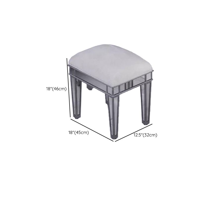 2 Drawers Mirrored Makeup Table and Stool Set Vanity for Women in Silver