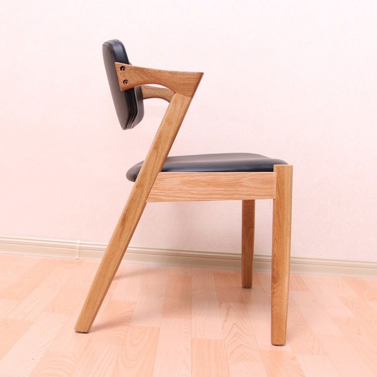 Chaise de salle à manger carrée en bois contemporaine, chaise latérale à dossier ouvert pour cuisine