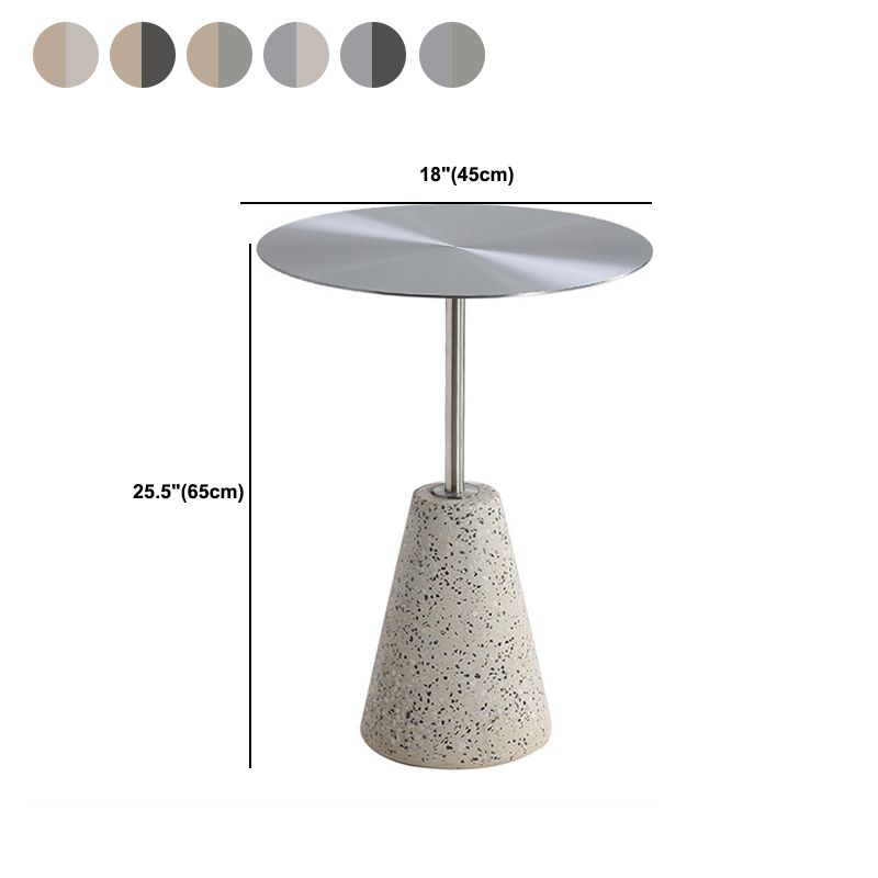 Medieval Modern Style Round Metal Table and Stone Pedestal Base Side Table