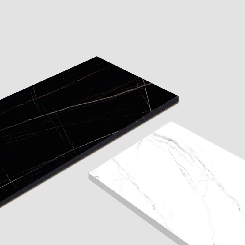 Glam Stone Dining Table Rectangle Iron Table with Double Pedestal Table