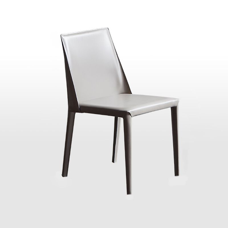 Silla auxiliar de comedor contemporánea Silla de respaldo sólido sin brazos Brasserie de cuero