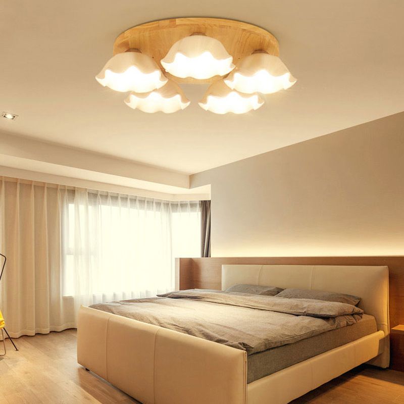 Ripples Shape Flush Light Modern Style Ceramic 3/5 Lights Flush Ceiling Light in White