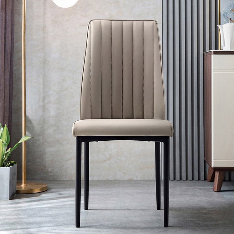 Faux Leather Dining Chairs Contemporary Upholstered Chairs with Metal Base