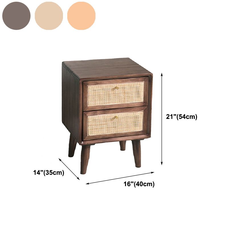 Contemporary Accent Table Nightstand 21.26" Tall 2 Drawers Bed Nightstand