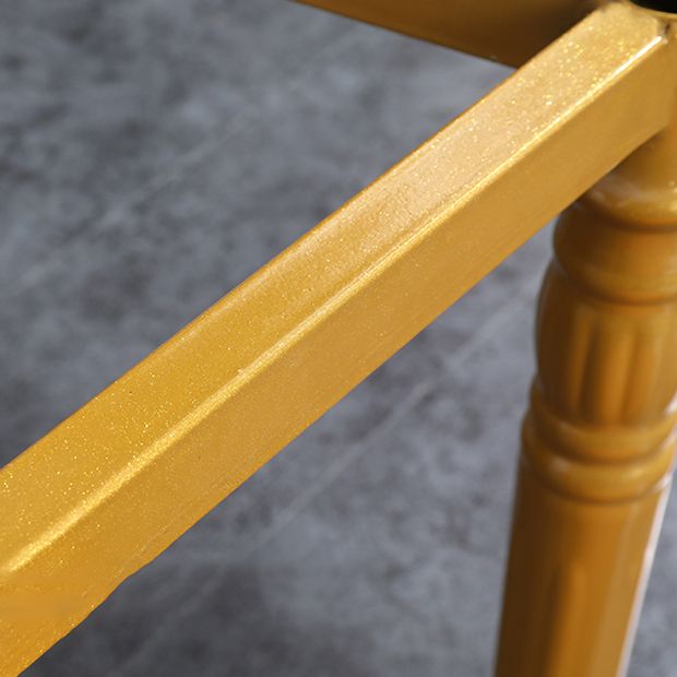 Silla lateral casera escandinava Silla lateral de comedor tapizada de metal con respaldo abierto