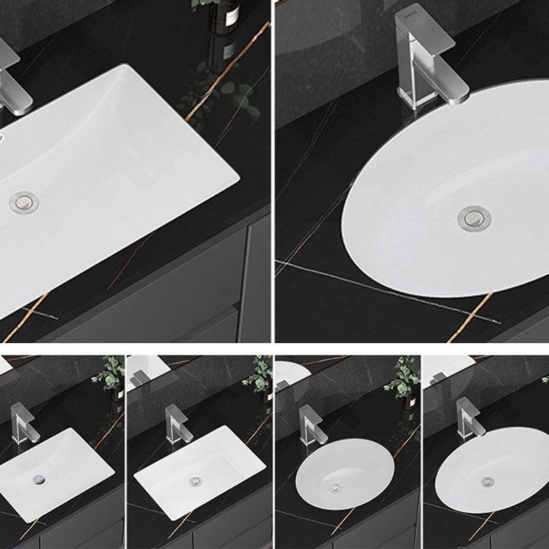 Modern White Bathroom Sink Porcelain Trough Bathroom Sink with Faucet