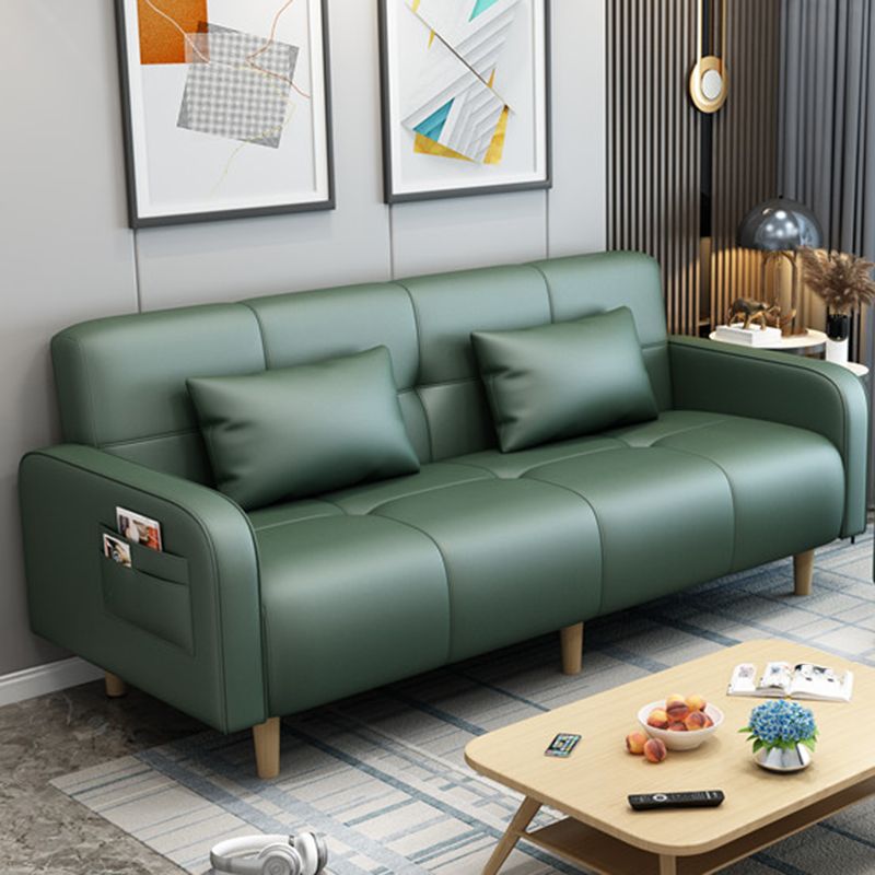 Modern Square Arm Standard Sofa Bed Dual Purpose Sofa with Bolster Pillows for Living Room