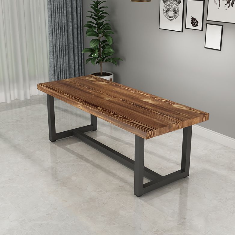 Industrial Style Solid Wood Top Dining Table Sets with Trestle Base Table Dining Table Furniture