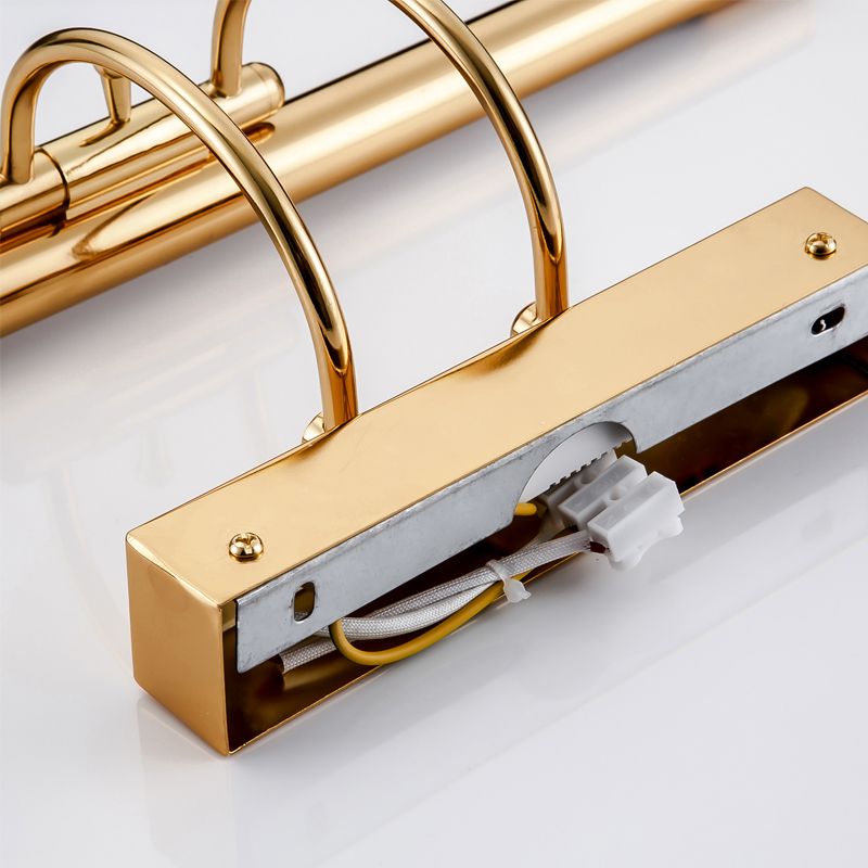 Metal Linear Shade Wall Lighting Modern 1 Light Mirror Wall Mount Light Fixture in Gold