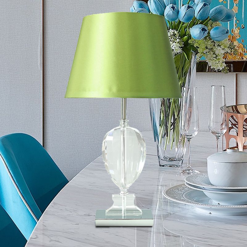 Veilleuse Empire Shade de style moderne, lampe de table à 1 lumière en cristal biseauté pour chambre à coucher, vert