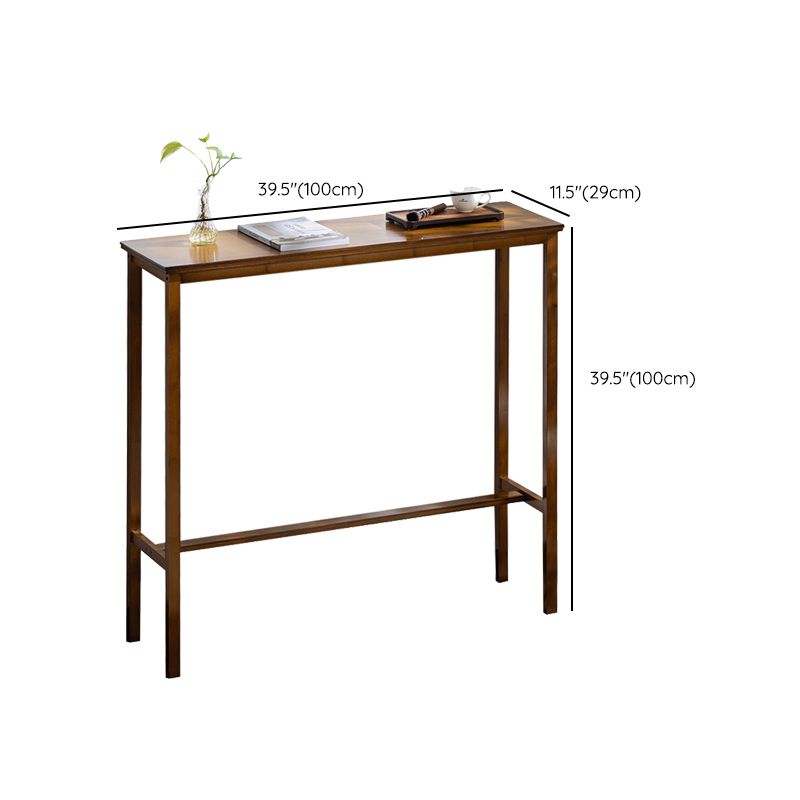 Modern Style Rectangle Bar Table Bamboo Bar Dining Table with Footrest